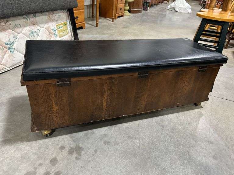 UPHOLSTERED CHEST ON WHEELS - 48"X17"X16"