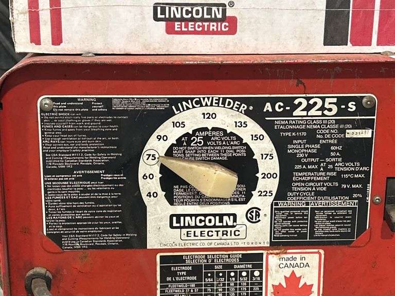 LINCOLN ELECTRIC AC-225-S WELDER & RODS