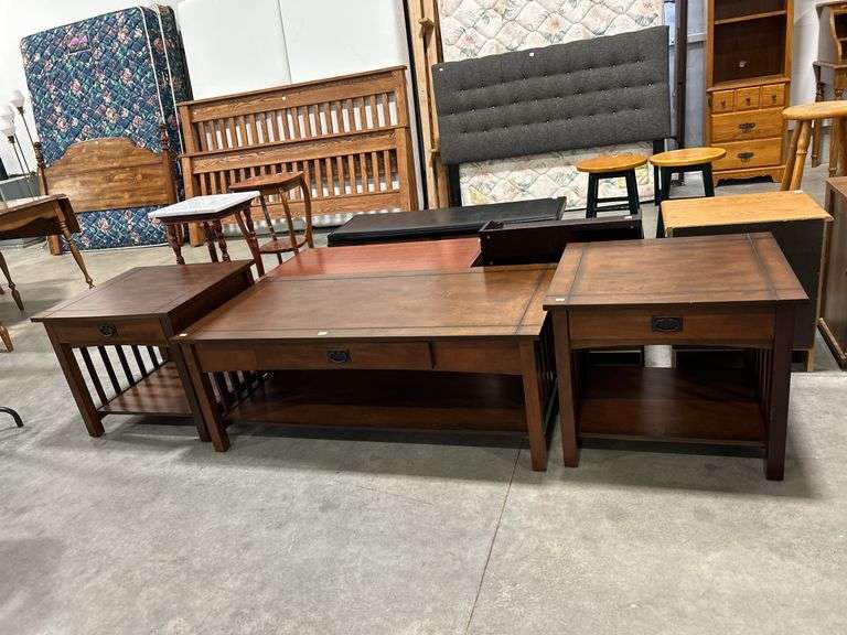 COFFEE TABLE AND TWO SIDE TABLES