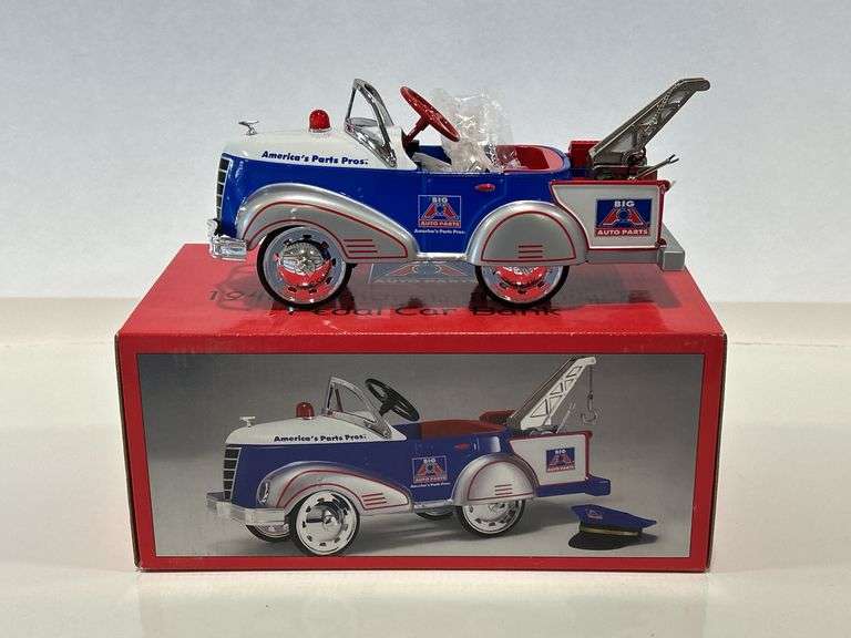 CROWN PREMIUMS BIG A AUTO PARTS 1940 GENDRON TOW TRUCK PEDAL CAR BANK