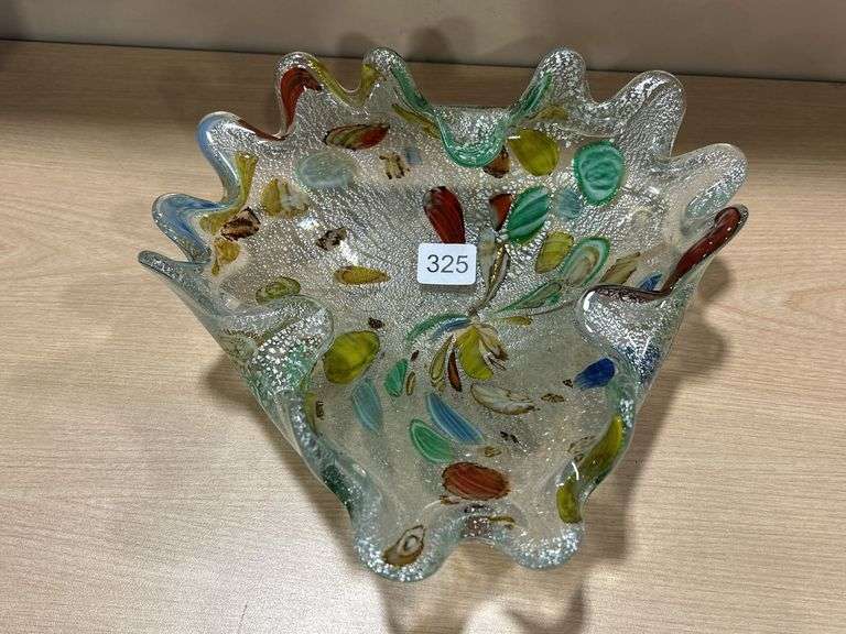ART GLASS CANDY DISH - 9" X 3"