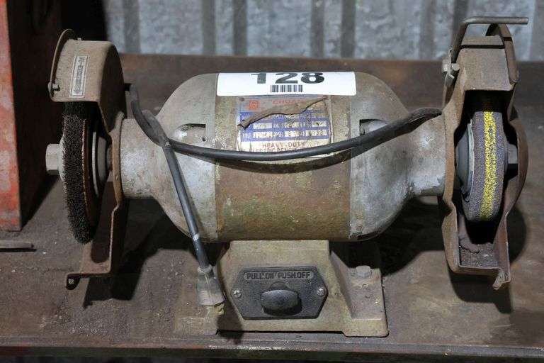 METAL WORK BENCH WITH VICE & HD ELECTRIC BENCH GRINDER