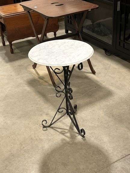 MARBLE TOP PLANT STAND - 15"X22"