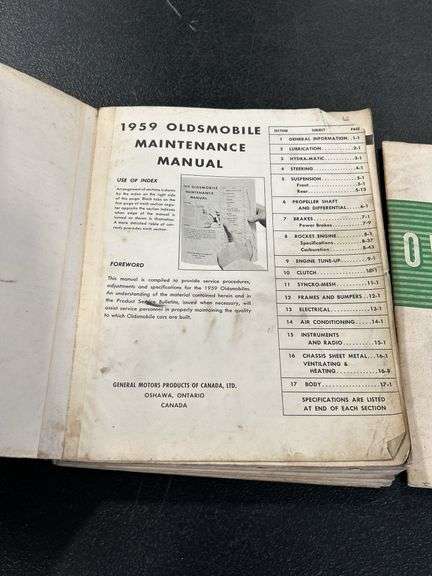 1958 & 1959 OLDSMOBILE MAINTENANCE MANUALS