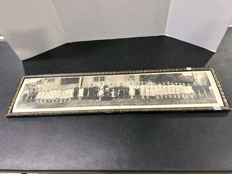 FRAMED PANORAMIC 1921 SCHOOL PHOTOGRAPH - 37" X 9"