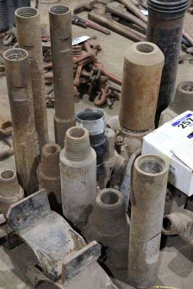 GROUP OF ASSORTED LARGE PIPE FITTINGS & ROTARY DRILL BITS