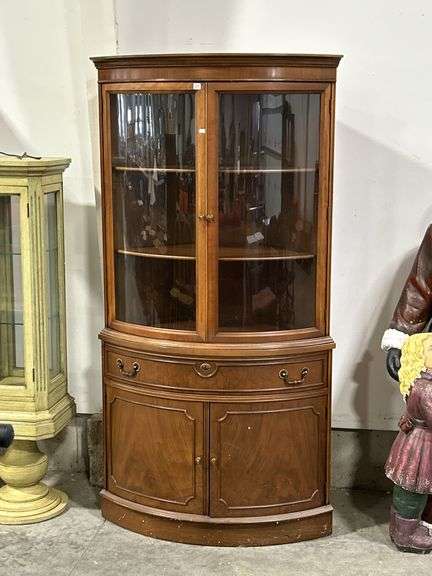 KNECHTEL FURNITURE CURVED FRONT CORNER CABINET - 35"X18"X70"