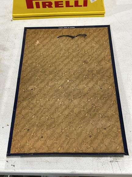BANK OF MONTREAL TIN OVER CARDBOARD CALENDAR BOARD - MISSING CALENDAR SHEETS