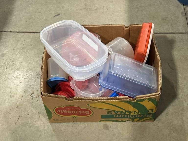 BOX OF PLASTICWARE & FOOD STORAGE CONTAINERS