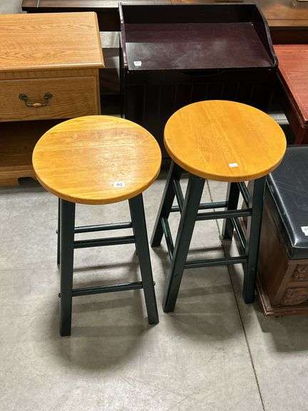 TWO WOODEN STOOLS - 24"