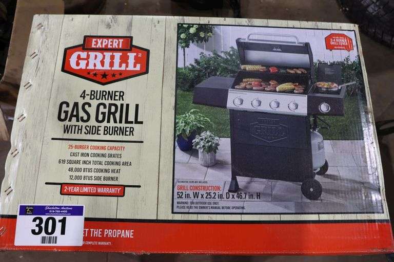 EXPERT GRILL 4 BURNER GAS GRILL WITH SIDE BURNER - NEW IN BOX