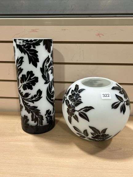 2 CAMEO CUT GLASS VASES