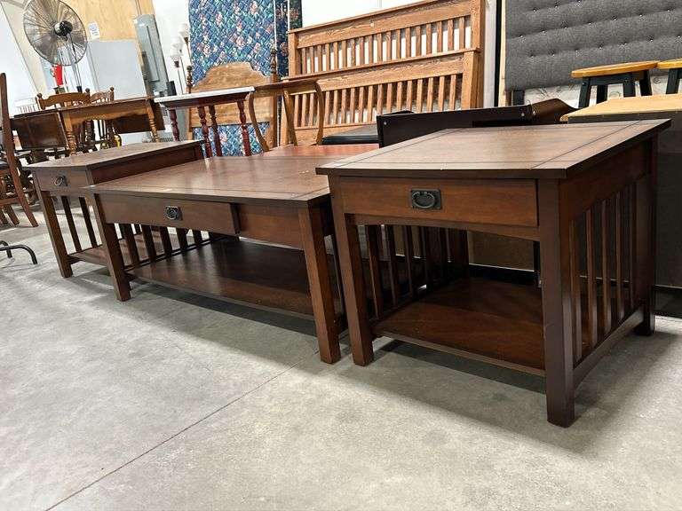 COFFEE TABLE AND TWO SIDE TABLES