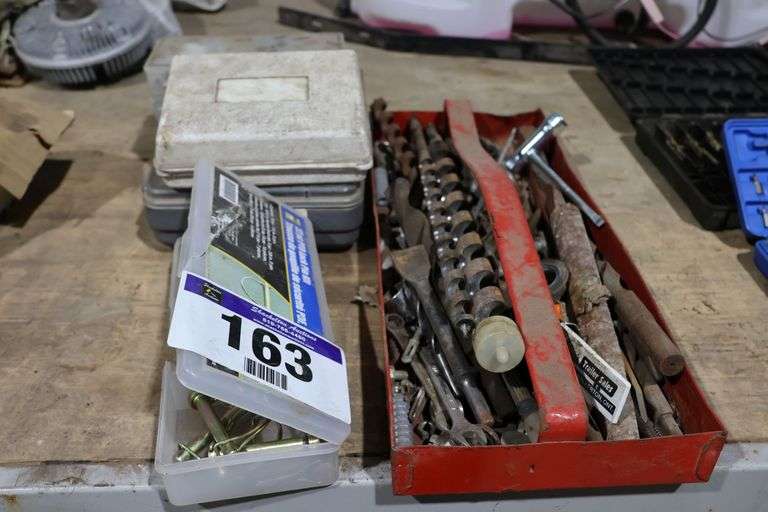 SOLDERING GUN, LOCK PINS, TOOL TRAY WITH CONTENTS