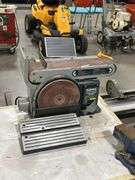 MASTERCRAFT 4" BELT & 8" DISC SANDER & 3" VISE MOUNTED ON ROLLING BENCH