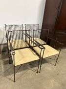 FOUR UPHOLSTERED METAL CHAIRS - CHAIRS GO WITH TABLE IN LOT #92