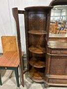 ANTIQUE OAK CUPBOARD WITH BOWFRONT GLASS DISPLAY CABINETS