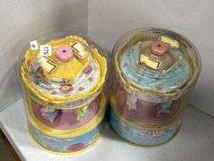 2 MUSIC N' MOTION CAROUSELS, MELISSA & DOUG VEHICLE CARRIER & RICHELIEU ANIMAL FIGURINES