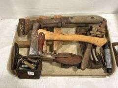 GROUP OF ANTIQUE HAND TOOLS, AIR RATCHET ETC
