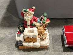 TOTE OF CHRISTMAS DECORATIONS & TINS ETC