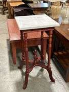 MARBLE TOP PLANT TABLE - 14"X14"X29"