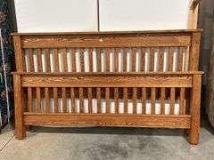 KING SIZE HEAD AND FOOT BOARD WITH RAILS AND SPLIT MATTRESS AND BOXSPRING