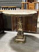 MARBLE TOP ORNATE PEDESTAL TABLE - 24"X24"