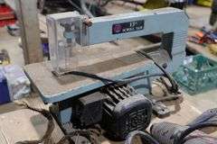 HEAT GUNS, SANDING DRUM SET, 13" SCROLL SAW, TAPE GUN, LEVEL ETC.
