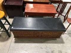 UPHOLSTERED CHEST ON WHEELS - 48"X17"X16"