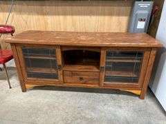TELEVISION STAND WITH GLASS DOORS - 64"X20"X29"