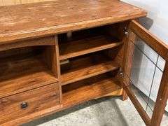 TELEVISION STAND WITH GLASS DOORS - 64"X20"X29"