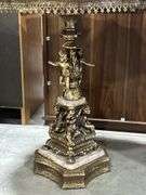 MARBLE TOP ORNATE PEDESTAL TABLE - 24"X24"