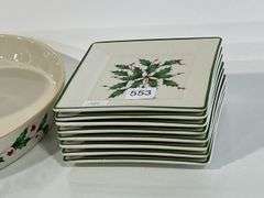 LENOX HOLIDAY SERVING DISH, BOWL & DESERT PLATES