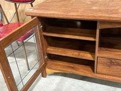 TELEVISION STAND WITH GLASS DOORS - 64"X20"X29"
