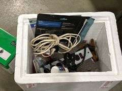BOX OF POWER BARS, PATIO LIGHTS & RED & GREEN LASER PROJECTOR