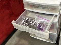 TWO ROLLING DRAWER CARTS WITH CONTENTS
