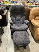 UPHOLSTERED GLIDER ROCKER WITH FOOT STOOL