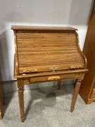OAK ROLL TOP DESK - 32"X24"X45"
