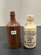 2 ENGLISH STONEWARE GINGER BEER BOTTLES