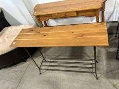 WOOD AND METAL HALL TABLE - 44"X14"X28"