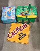 KNEX, DUPLO AND CAUTION KIDS ZONE PLASTIC SIGN