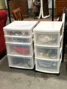 TWO ROLLING DRAWER CARTS WITH CONTENTS