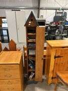 TOLE PAINTED DVD CABINET WITH CONTENTS - 10"X10"X56"