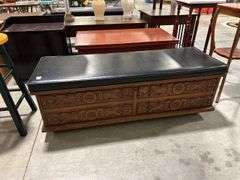 UPHOLSTERED CHEST ON WHEELS - 48"X17"X16"