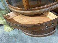 KNECHTEL FURNITURE CURVED FRONT CORNER CABINET - 35"X18"X70"
