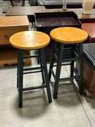TWO WOODEN STOOLS - 24"