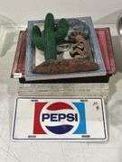 GROUP OF PICTURE FRAMES, WALL DECOR & PEPSI BOOSTER PLATE