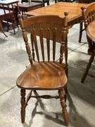 PEDESTAL TABLE WITH SIX CHAIRS AND TWO LEAVES - WITH LEAVES 64"X42"X30"