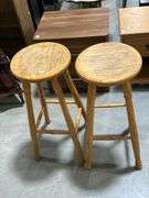 TWO OAK STOOLS - 30"