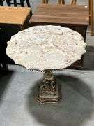 MARBLE TOP ORNATE PEDESTAL TABLE - 24"X24"
